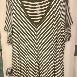 Maurice’s 24/7 Striped V-Neck Women's Plus Size ‘3’ Top